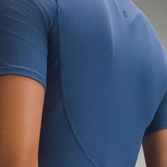 Lululemon 2023 All Aligned Ribbed Short Sleeve Dress Pitch Blue Nulu Athleisure - Picture 13 of 14